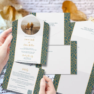 Abstract Botanical Foliage All-in-One Invitation