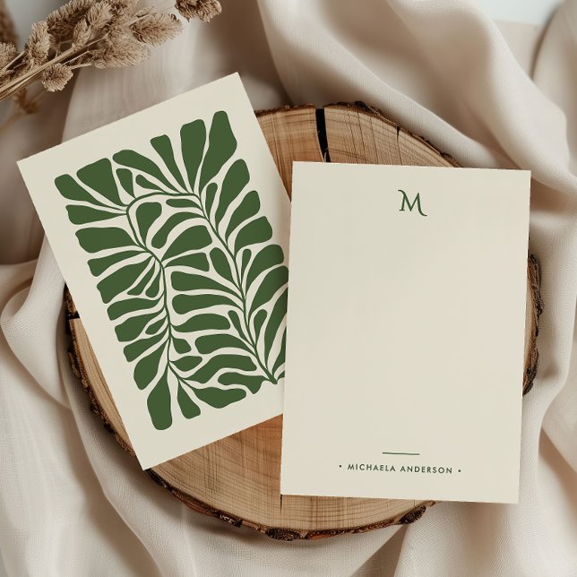 Abstract Botanical Leaves Monogram & Name Card (Creator Uploaded)