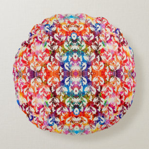 Abstract botanical leaves round cushion