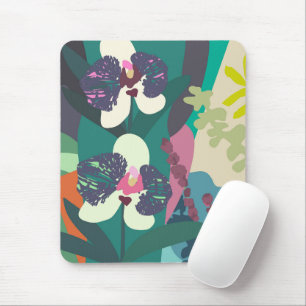 Abstract Botanical Orchid Colourful Floral Garden Mouse Mat