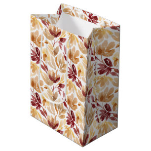 Abstract Botanical Pattern in Warm Autumn Colors Medium Gift Bag