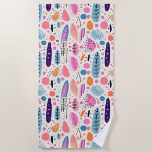 Abstract Botanical Pattern Pastel Colours BOHO Chi Beach Towel