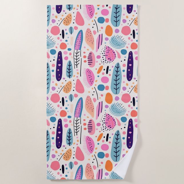 Abstract Botanical Pattern Pastel Colours BOHO Chi Beach Towel (Front)