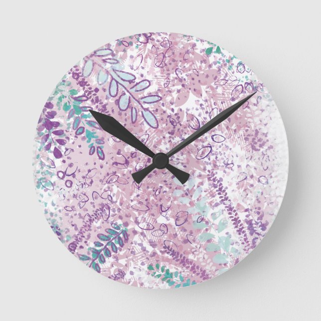 abstract botanical pattern round clock (Front)