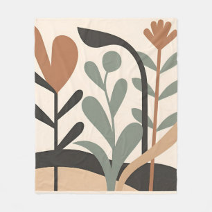 Abstract Botanical Shapes Fleece Blanket