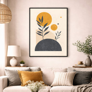 Abstract Botanical Sun Geometric Minimal Yellow  Canvas Print