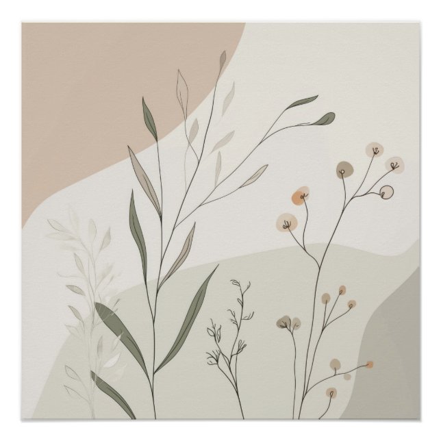 Abstract Botanical Wall Art – Minimal Wildflower A (Front)