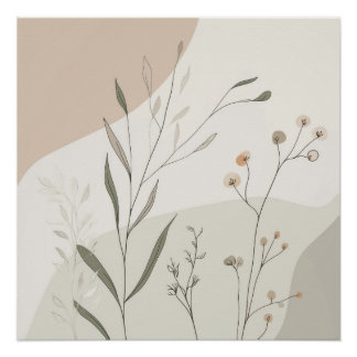 Abstract Botanical Wall Art – Minimal Wildflower N