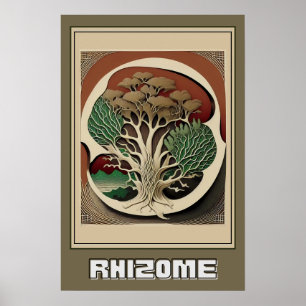 Abstract Botanical Wall Art, Rhizome Illustration Poster