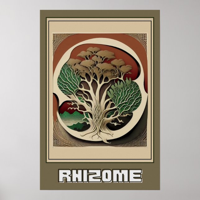 Abstract Botanical Wall Art, Rhizome Illustration Poster (Front)
