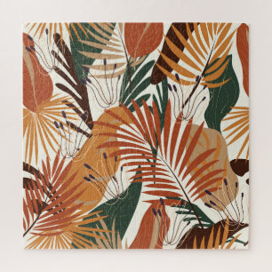 Abstract Botanicals: White Canvas Wonders Jigsaw Puzzle
