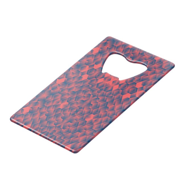 Abstract bottle opener card with a pattern of red  (Front Angled)
