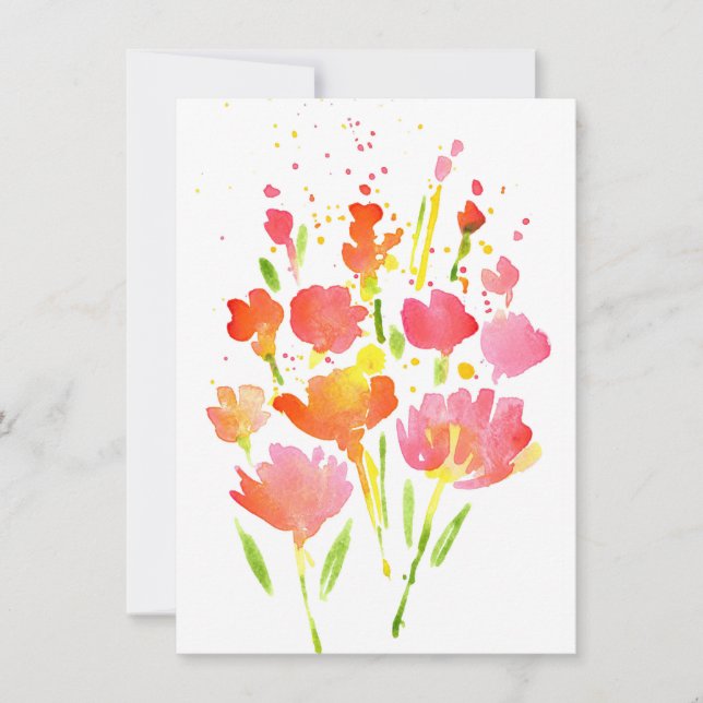 Abstract Bouquet of Mixed Flowers Card (Front)