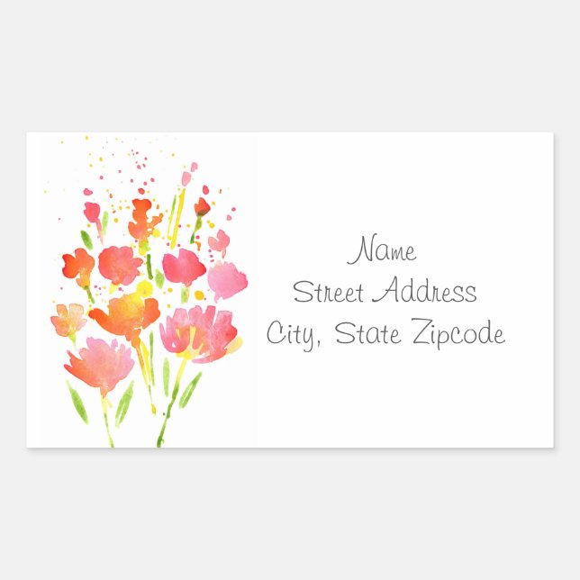 Abstract Bouquet of Mixed Flowers Labels (Front)