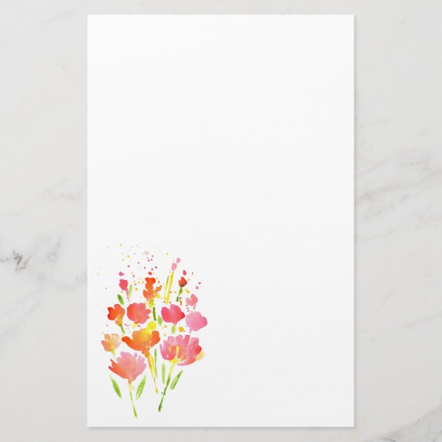 Abstract Bouquet of Mixed Flowers Stationery (Front)