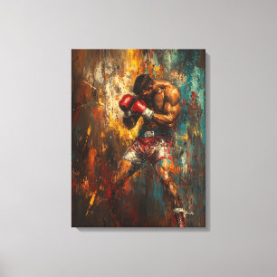 Abstract Boxer in Action - Powerful Sports Art Canvas Print