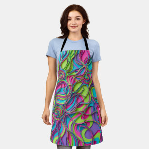 Abstract Brain Neuron Neon Vibrant Apron