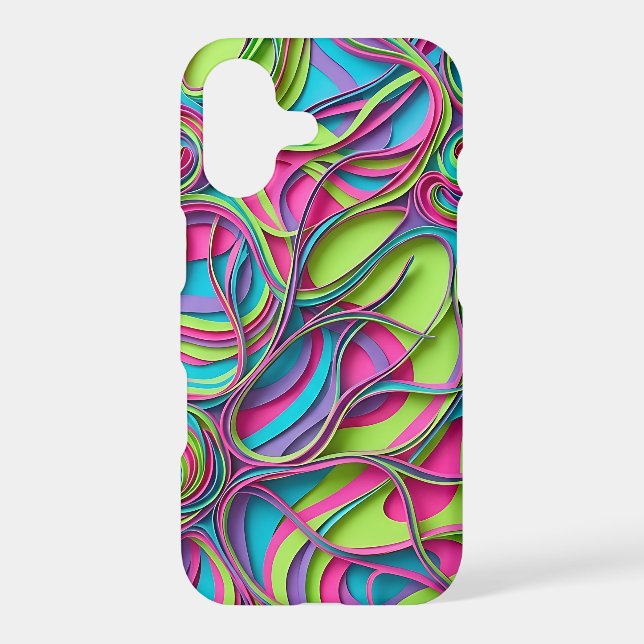 Abstract Brain Neuron Neon Vibrant iPhone Cases (Back)