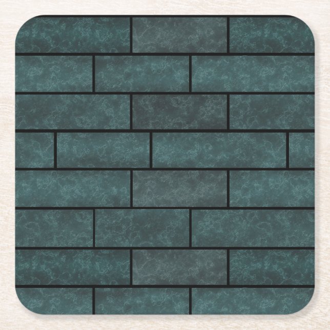 Abstract bricks wall stone ornamental print loft d square paper coaster (Front)