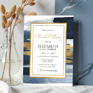 Abstract Bridal Shower Invitation   Gold Navy Blue