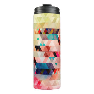 Abstract bright colourful watercolor background wi thermal tumbler