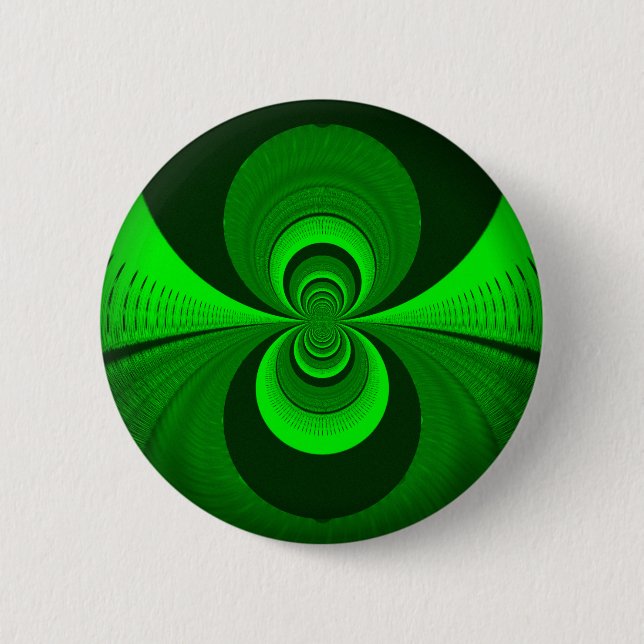 Abstract Bright Green Groovy Kaleidoscope Pattern  6 Cm Round Badge (Front)