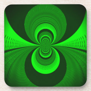 Abstract Bright Green Groovy kaleidoscope Pattern  Coaster