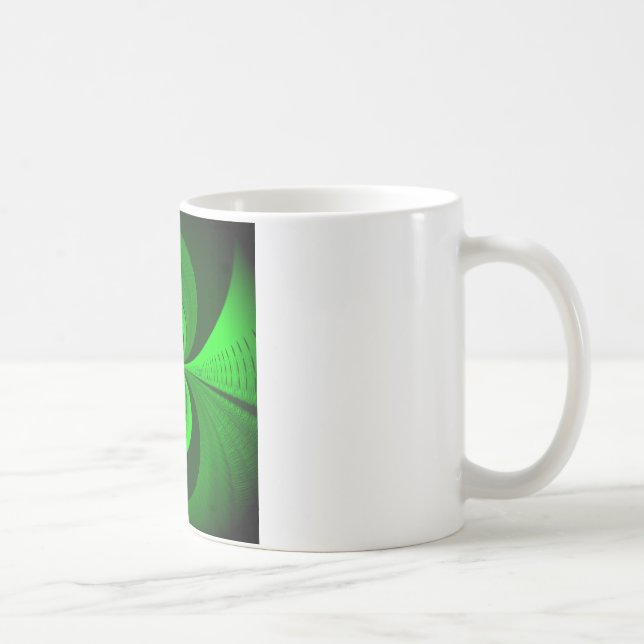 Abstract Bright Green Groovy Kaleidoscope Pattern  Coffee Mug (Right)
