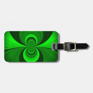 Abstract Bright Green Groovy kaleidoscope Pattern Luggage Tag