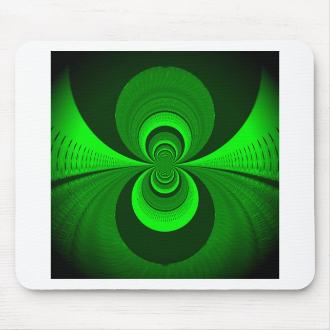Abstract Bright Green Groovy Kaleidoscope Pattern  Mouse Mat (Front)