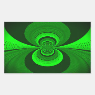 Abstract Bright Green Groovy kaleidoscope Pattern Rectangular Sticker
