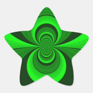 Abstract Bright Green Groovy kaleidoscope Pattern Star Sticker