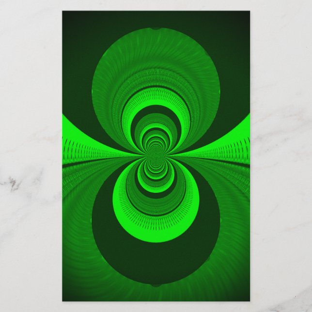 Abstract Bright Green Groovy kaleidoscope Pattern  Stationery (Front)