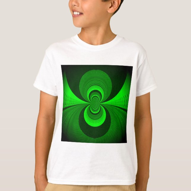 Abstract Bright Green Groovy Kaleidoscope Pattern  T-Shirt (Front)