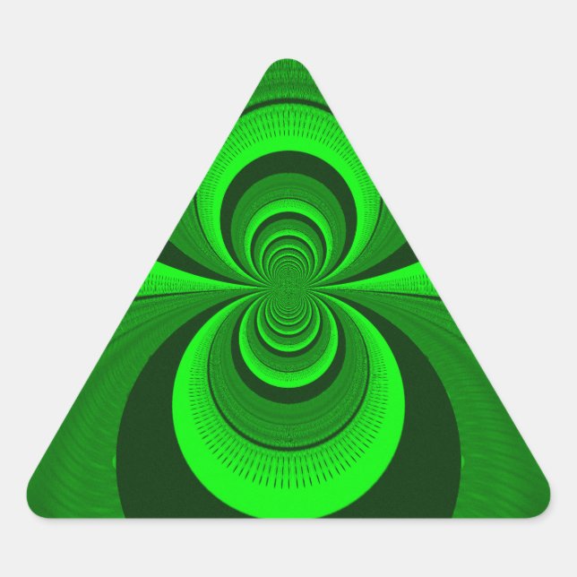 Abstract Bright Green Groovy kaleidoscope Pattern  Triangle Sticker (Front)