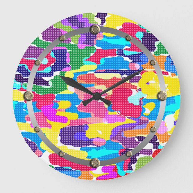 Abstract bright multicolored large clock (Front)