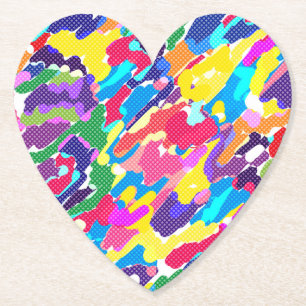 Abstract bright multicolored paper coaster