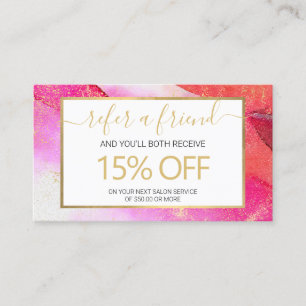 Abstract Bright Pink Watercolor Referral Business Card
