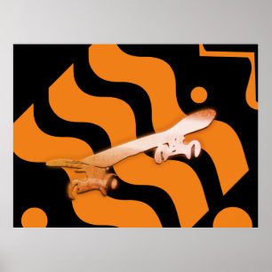 Abstract Bright Skateboarding Poster