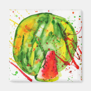 Abstract bright watercolor watermelon magnet