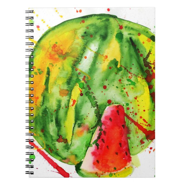 Abstract bright watercolor watermelon notebook (Front)