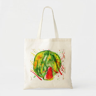 Abstract bright watercolor watermelon tote bag