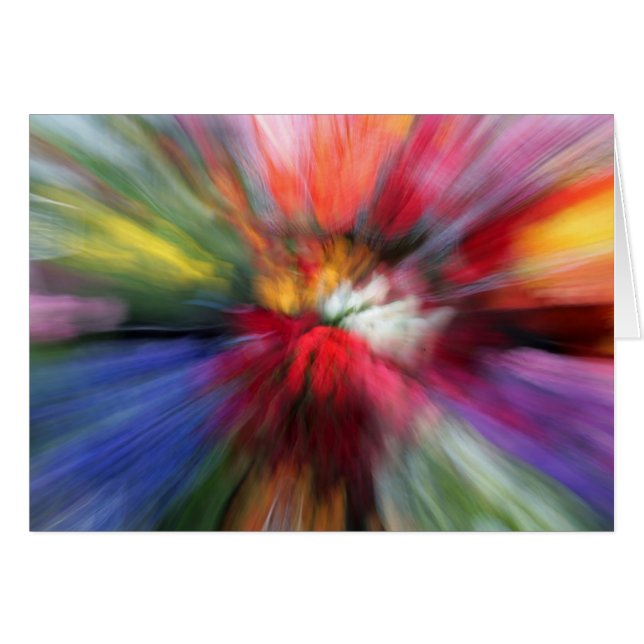 Abstract brightly-coloured flowers blank card (Front Horizontal)