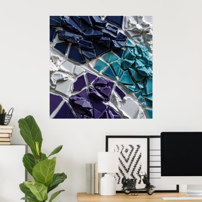 Abstract Broken Ceramic Tile Mosaic with Glossy  Poster (Home Office)