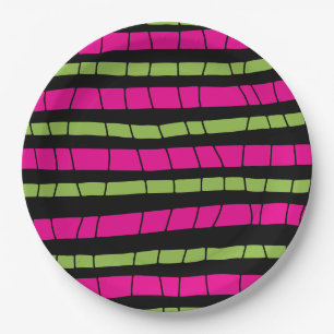 Abstract broken stripes paper plate
