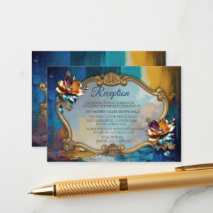 Abstract bronze, gold-blue Baroque style Enclosure Card