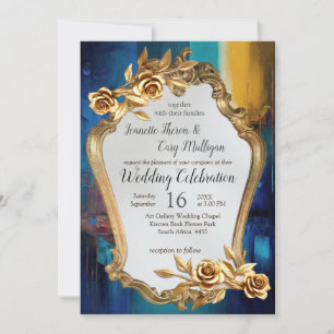 Abstract bronze, gold-blue Baroque style Invitation