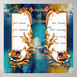 Abstract bronze, gold-blue Baroque style  Poster