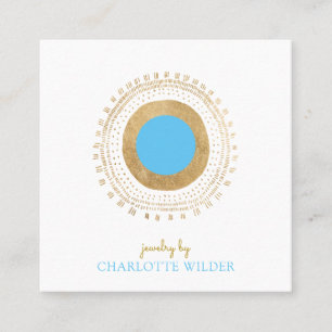 Abstract Bronze Teal Circle Jewellery Maker Square Business Card