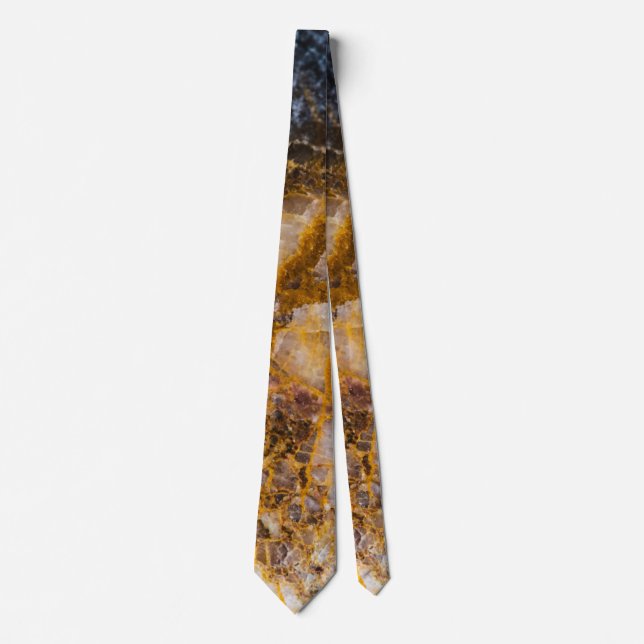 Abstract bronze white mineral rock texture tie (Front)